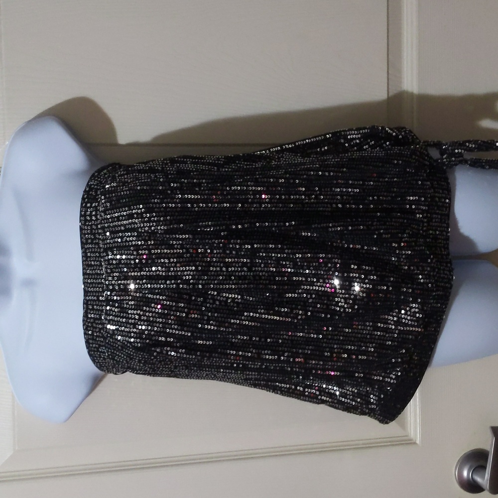 Grace Karin Black Sequin Top